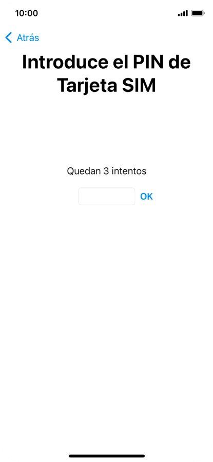 Si es necesario desbloquear la tarjeta SIM, introduce el código PIN y pulsa OK. Si es necesario desbloquear la tarjeta SIM, introduce el código PIN y pulsa OK.