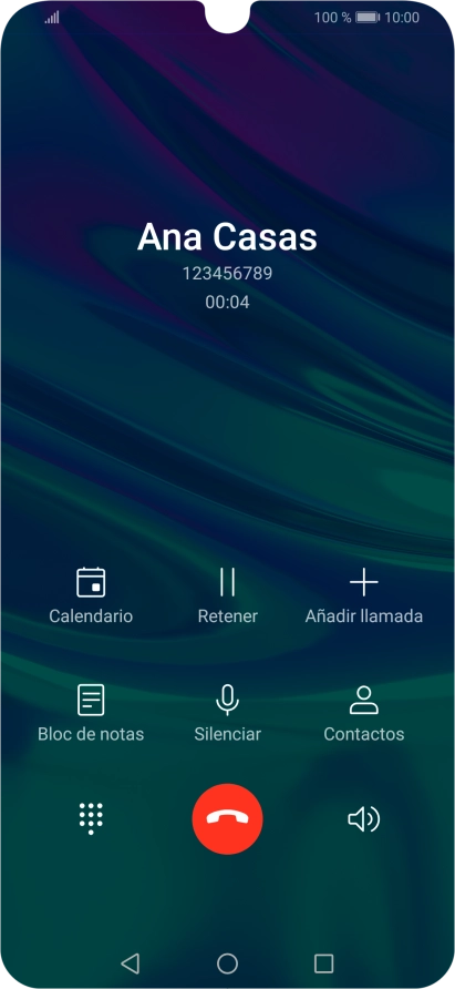 Pulsa el icono de finalizar llamada. Pulsa el icono de finalizar llamada.