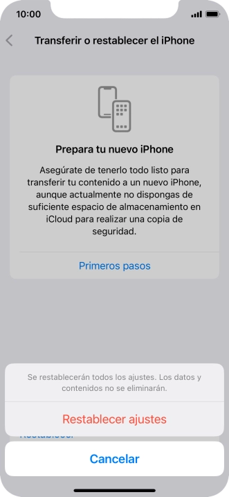 Pulsa Restablecer ajustes. Pulsa Restablecer ajustes.