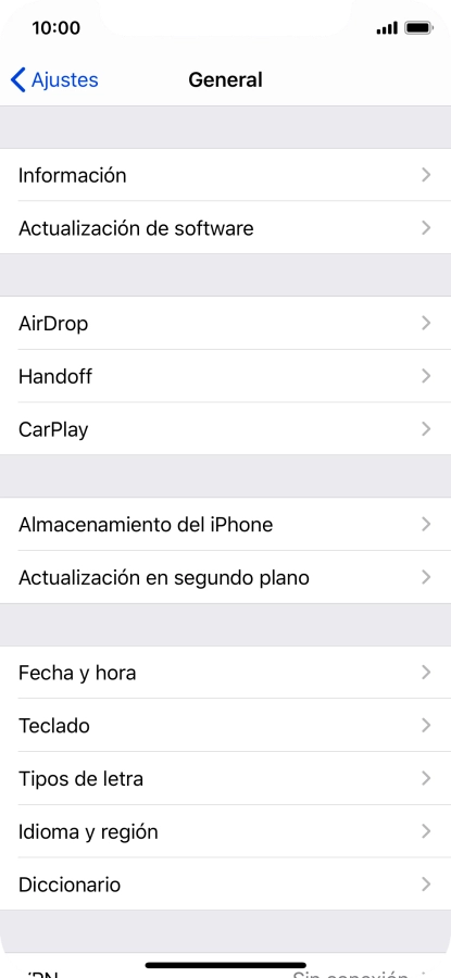 Pulsa Actualización de software. Si hay una versión de software nueva disponible, aparecerá ahora en la pantalla. Sigue las indicaciones de la pantalla para actualizar el software del teléfono.