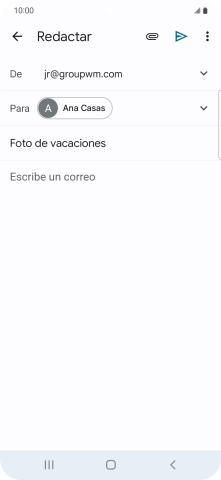 Pulsa en el campo de escritura y escribe el texto del correo electrónico. Pulsa en el campo de escritura y escribe el texto del correo electrónico.