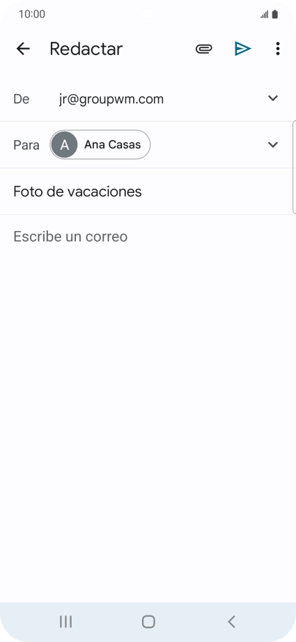 Pulsa en el campo de escritura y escribe el texto del correo electrónico. Pulsa en el campo de escritura y escribe el texto del correo electrónico.