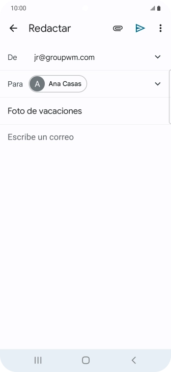 Pulsa en el campo de escritura y escribe el texto del correo electrónico. Pulsa en el campo de escritura y escribe el texto del correo electrónico.