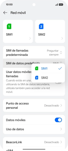 Pulsa la SIM de la línea móvil deseada. Pulsa la SIM de la línea móvil deseada.
