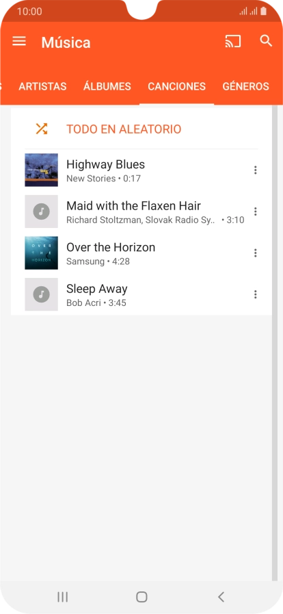 Pulsa el archivo de música deseado. Pulsa el archivo de música deseado.