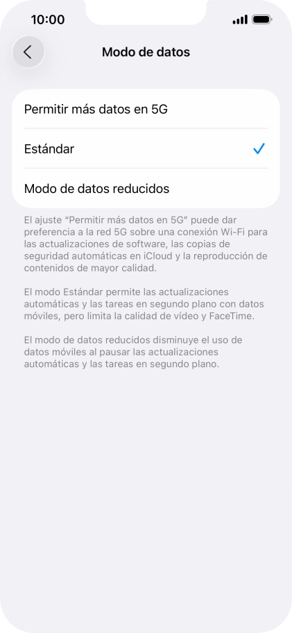 Pulsa el ajuste deseado. Pulsa el ajuste deseado.