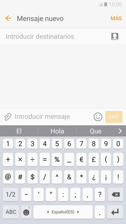 Pulsa los caracteres especiales deseados. Pulsa los caracteres especiales deseados.