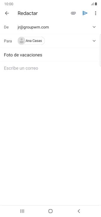 Pulsa en el campo de escritura y escribe el texto del correo electrónico. Pulsa en el campo de escritura y escribe el texto del correo electrónico.