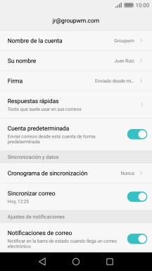 Pulsa Nombre de la cuenta e introduce el nombre de la cuenta de correo electrónico. Pulsa Nombre de la cuenta e introduce el nombre de la cuenta de correo electrónico.