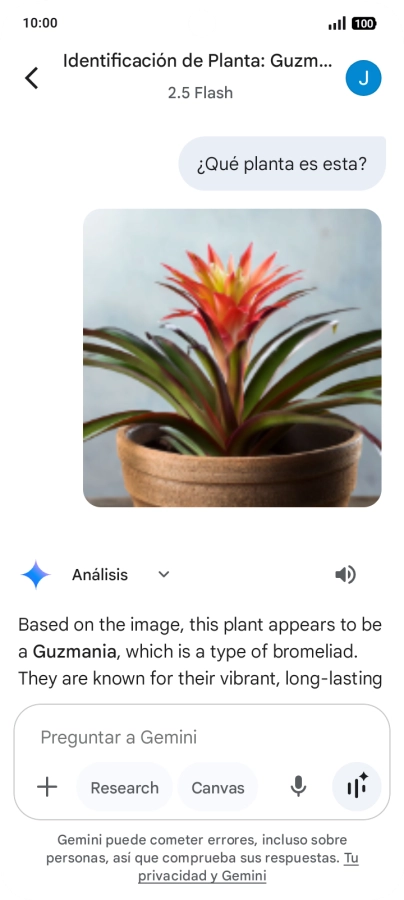 Sigue las indicaciones de la pantalla para escribir o decir en alto la pregunta deseada. Puedes adjuntar fotografías o documentos y hacer preguntas acerca de ellos. Sigue las indicaciones de la pantalla para escribir o decir en alto la pregunta deseada. Puedes adjuntar fotografías o documentos y hacer preguntas acerca de ellos.