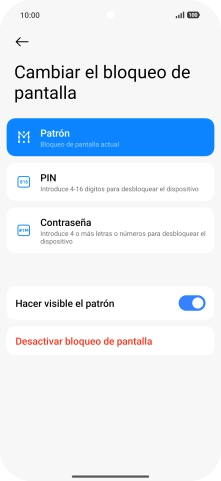 Pulsa Desactivar bloqueo de pantalla e introduce el código de seguridad extra que has creado anteriormente. Pulsa Desactivar bloqueo de pantalla e introduce el código de seguridad extra que has creado anteriormente.