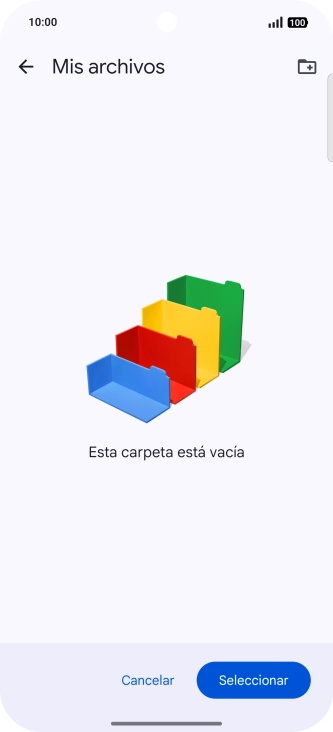 Si deseas crear una nueva carpeta, pulsa el icono de nueva carpeta y sigue las indicaciones de la pantalla para crearla. Si deseas crear una nueva carpeta, pulsa el icono de nueva carpeta y sigue las indicaciones de la pantalla para crearla.