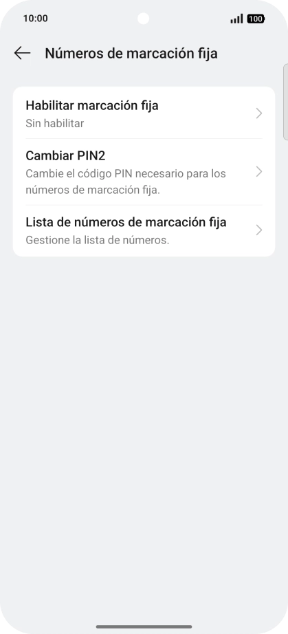 Pulsa Habilitar marcación fija. Pulsa Habilitar marcación fija.