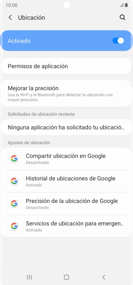 Pulsa Permisos de aplicación. Pulsa Permisos de aplicación.