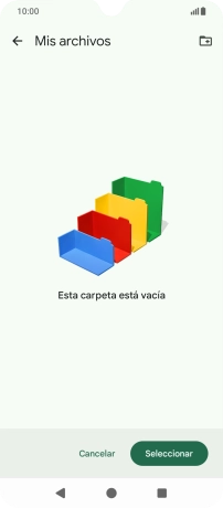 Si deseas crear una nueva carpeta, pulsa el icono de nueva carpeta y sigue las indicaciones de la pantalla para crearla. Si deseas crear una nueva carpeta, pulsa el icono de nueva carpeta y sigue las indicaciones de la pantalla para crearla.
