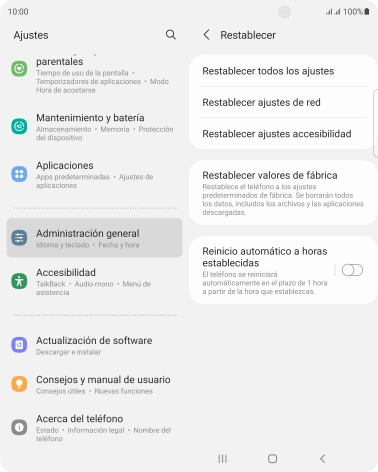 Pulsa Restablecer valores de fábrica. Pulsa Restablecer valores de fábrica.
