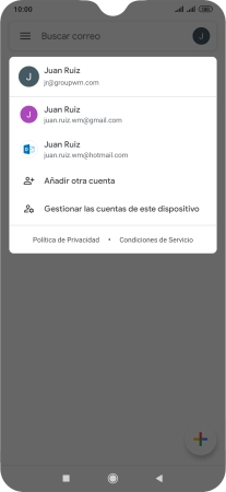 Pulsa la cuenta de correo electrónico deseada. Pulsa la cuenta de correo electrónico deseada.