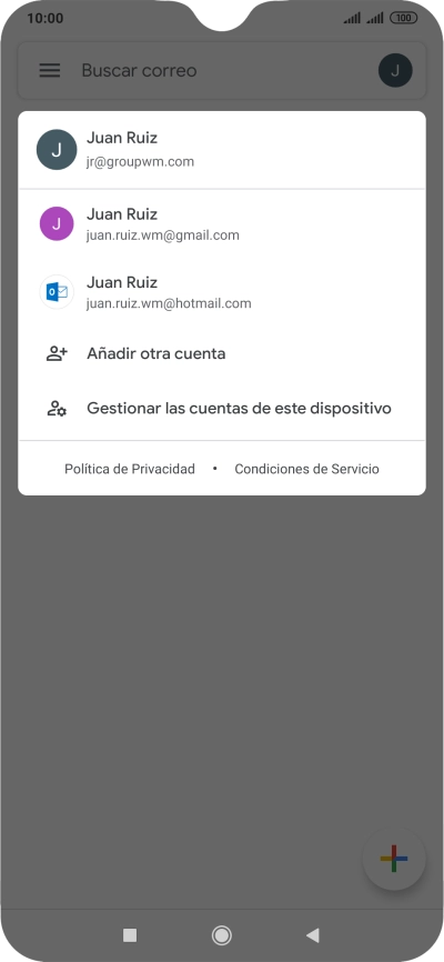 Pulsa la cuenta de correo electrónico deseada. Pulsa la cuenta de correo electrónico deseada.