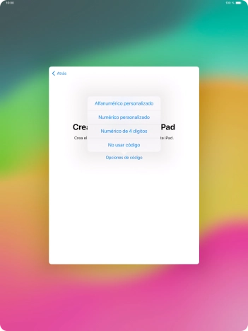 Sigue las indicaciones de la pantalla para activar el uso del código de seguridad o pulsa No usar código. Sigue las indicaciones de la pantalla para activar el uso del código de seguridad o pulsa No usar código.
