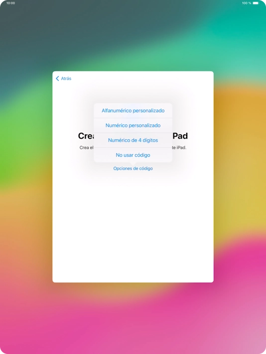 Sigue las indicaciones de la pantalla para activar el uso del código de seguridad o pulsa No usar código. Sigue las indicaciones de la pantalla para activar el uso del código de seguridad o pulsa No usar código.