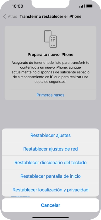 Pulsa Restablecer ajustes. Pulsa Restablecer ajustes.