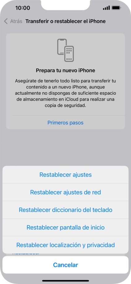 Pulsa Restablecer ajustes. Pulsa Restablecer ajustes.