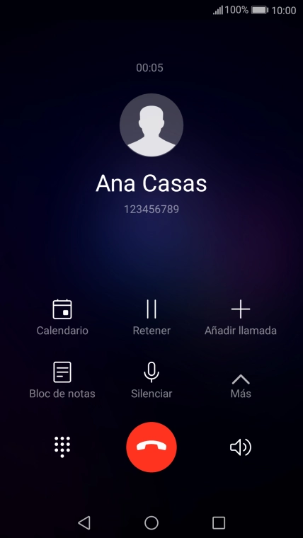 Pulsa el icono de finalizar llamada. Pulsa el icono de finalizar llamada.