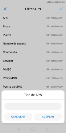 Introduce default y pulsa ACEPTAR.