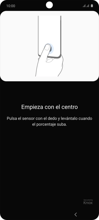 Sigue las indicaciones de la pantalla para crear una huella digital como código de seguridad. Sigue las indicaciones de la pantalla para crear una huella digital como código de seguridad.