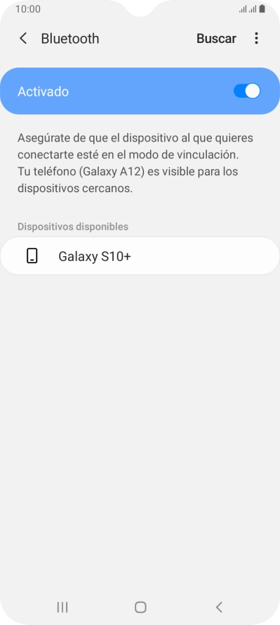 Pulsa el dispositivo Bluetooth deseado y sigue las indicaciones de la pantalla para vincular el dispositivo al teléfono. Pulsa el dispositivo Bluetooth deseado y sigue las indicaciones de la pantalla para vincular el dispositivo al teléfono.