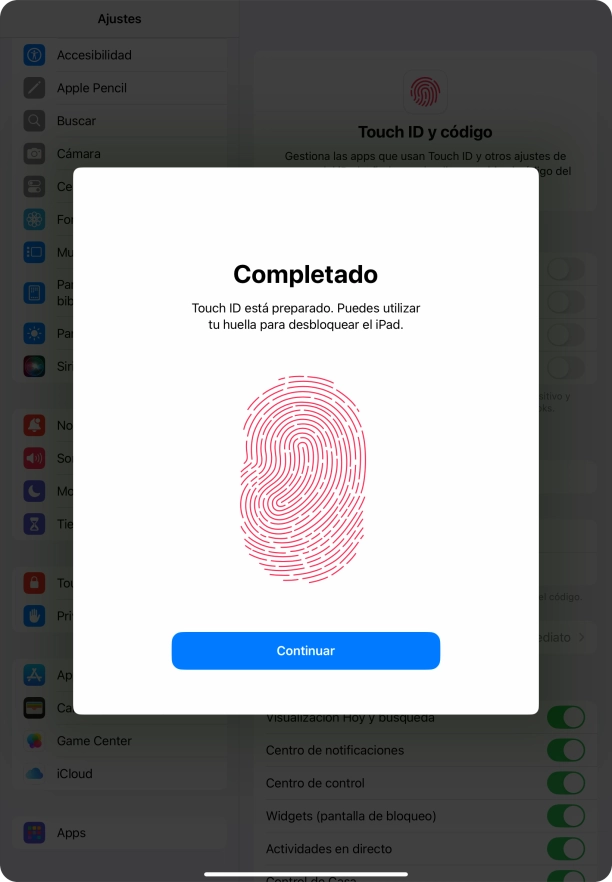 Pulsa Continuar. Si no has añadido anteriormente un código de seguridad, tendrás que introducir un código de libre elección dos veces consecutivas. Pulsa Continuar. Si no has añadido anteriormente un código de seguridad, tendrás que introducir un código de libre elección dos veces consecutivas.