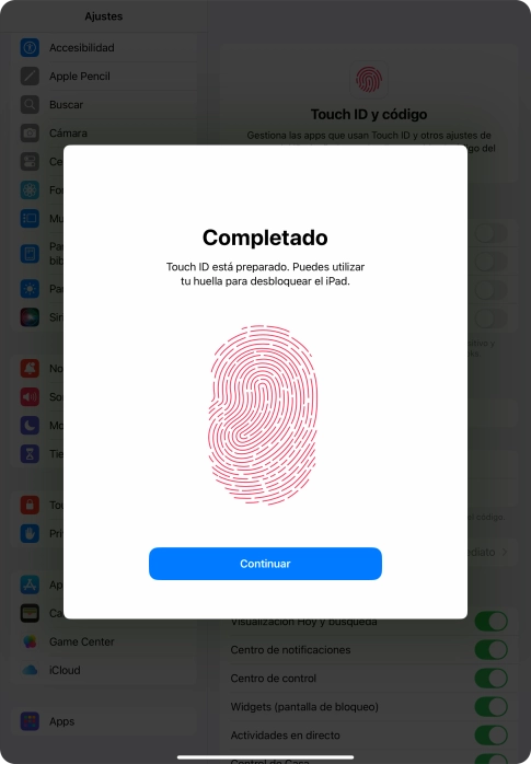 Pulsa Continuar. Si no has añadido anteriormente un código de seguridad, tendrás que introducir un código de libre elección dos veces consecutivas. Pulsa Continuar. Si no has añadido anteriormente un código de seguridad, tendrás que introducir un código de libre elección dos veces consecutivas.