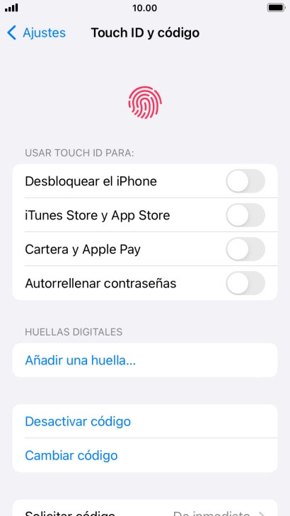 Pulsa Desactivar código e introduce el código de seguridad. Pulsa Desactivar código e introduce el código de seguridad.