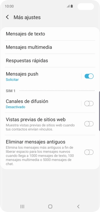 Pulsa Mensajes de texto. Pulsa Mensajes de texto.