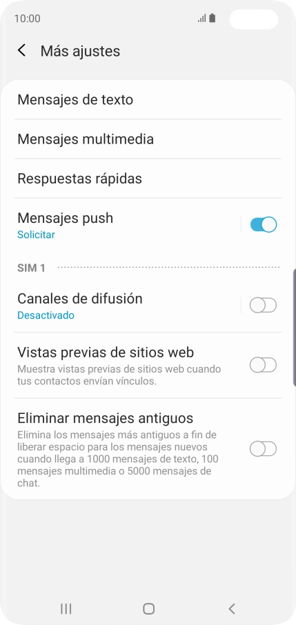 Pulsa Mensajes de texto. Pulsa Mensajes de texto.