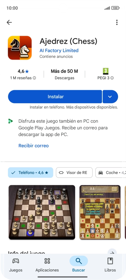 Pulsa Instalar y sigue las indicaciones de la pantalla para instalar la app. Pulsa Instalar y sigue las indicaciones de la pantalla para instalar la app.