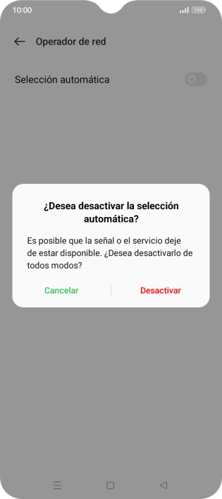 Pulsa Desactivar para desactivar la función y espera mientras el teléfono está buscando redes. Pulsa Desactivar para desactivar la función y espera mientras el teléfono está buscando redes.