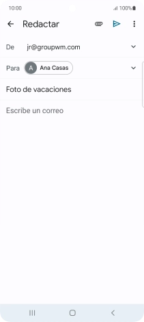 Pulsa en el campo de escritura y escribe el texto del correo electrónico. Pulsa en el campo de escritura y escribe el texto del correo electrónico.