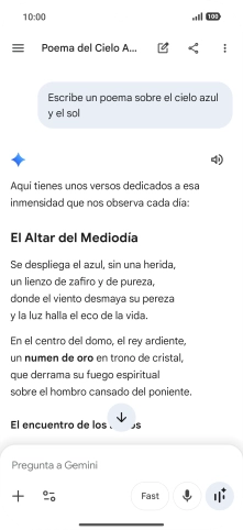 A Gemini le puedes pedir que genere un texto a partir de una descripción tuya. A Gemini le puedes pedir que genere un texto a partir de una descripción tuya.