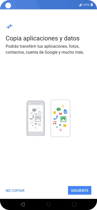 Puedes transferir el contenido de otro teléfono cuando activas tu teléfono por primera vez y cuando lo has restablecido. Cuando aparezca en la pantalla del teléfono esta imagen, ya está listo para la transmisión del contenido del otro teléfono. Puedes transferir el contenido de otro teléfono cuando activas tu teléfono por primera vez y cuando lo has restablecido. Cuando aparezca en la pantalla del teléfono esta imagen, ya está listo para la transmisión del contenido del otro teléfono.