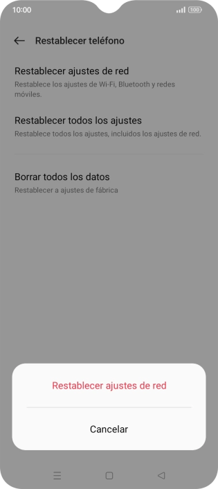 Pulsa Restablecer ajustes de red.