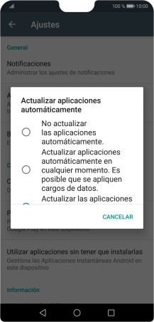 Para desactivar la actualización automática de apps, pulsa No actualizar las aplicaciones automáticamente.