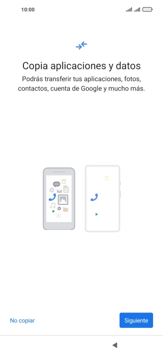 Puedes transferir el contenido de otro teléfono cuando activas tu teléfono por primera vez y cuando lo has restablecido. Cuando aparezca en la pantalla del teléfono esta imagen, ya está listo para la transmisión del contenido del otro teléfono. Puedes transferir el contenido de otro teléfono cuando activas tu teléfono por primera vez y cuando lo has restablecido. Cuando aparezca en la pantalla del teléfono esta imagen, ya está listo para la transmisión del contenido del otro teléfono.