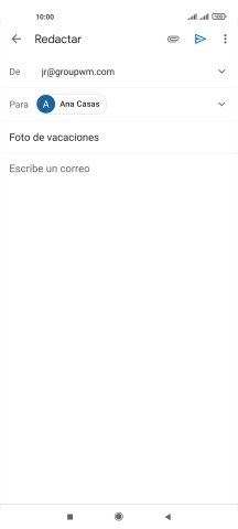 Pulsa en el campo de escritura  y escribe el texto del correo electrónico.