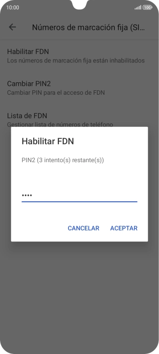 Introduce el código PIN2 y pulsa ACEPTAR. Introduce el código PIN2 y pulsa ACEPTAR.