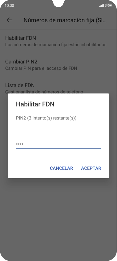 Introduce el código PIN2 y pulsa ACEPTAR. Introduce el código PIN2 y pulsa ACEPTAR.