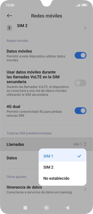 Pulsa el ajuste deseado. Pulsa el ajuste deseado.