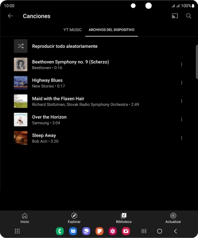 Pulsa el archivo de música deseado. Pulsa el archivo de música deseado.