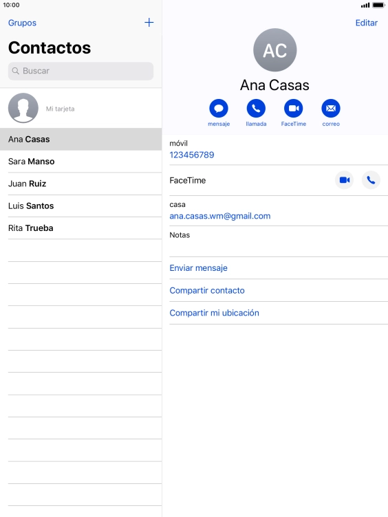 Pulsa el icono de nuevo contacto.