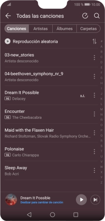 Pulsa una categoría y desplázate al archivo de música deseado. Pulsa una categoría y desplázate al archivo de música deseado.